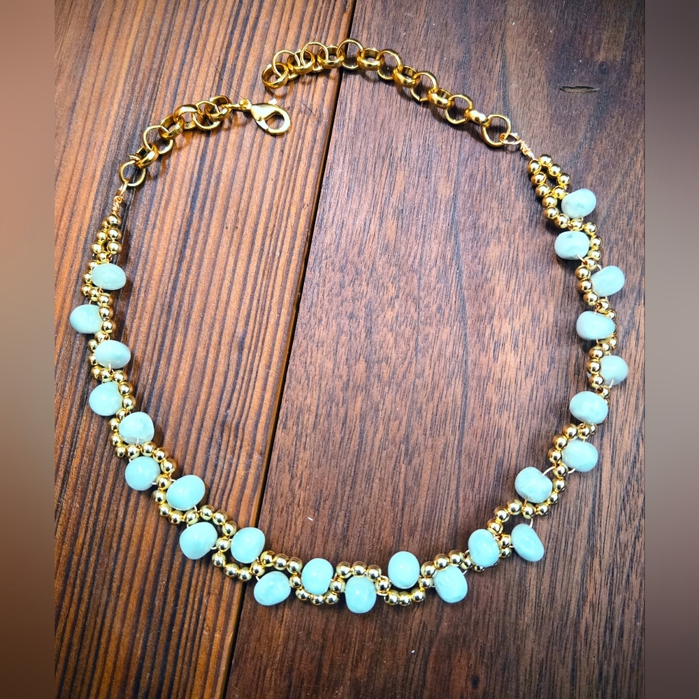 Serene Sovereign's Natural Green Angelite In Artisan Braid Goldplated  Necklace